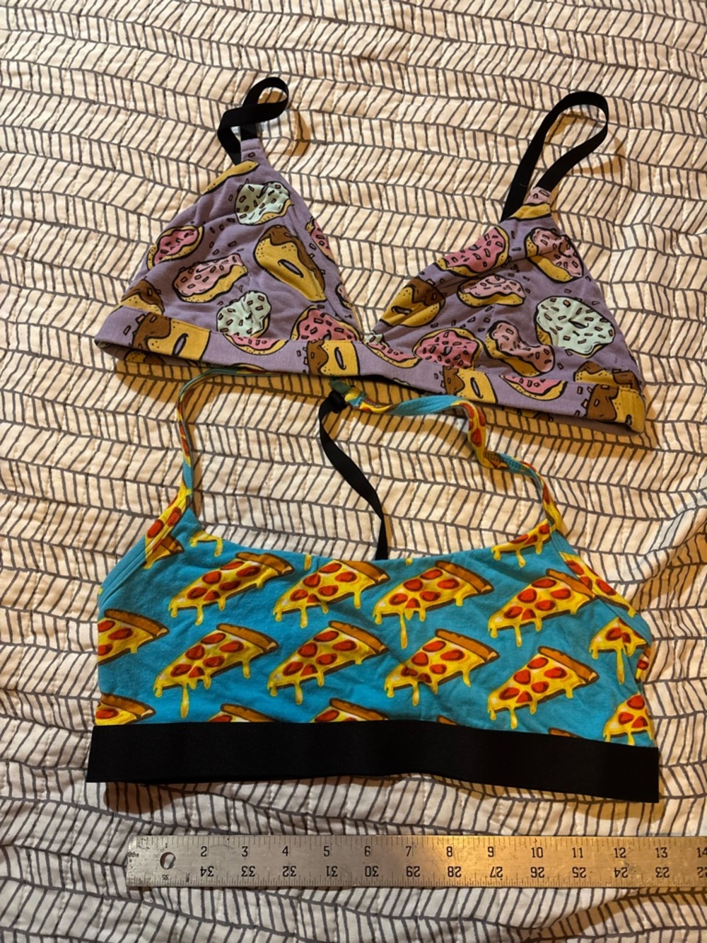 MeUndies Printed Bralette - Pizza & Donut Accents in Teal & Mauve